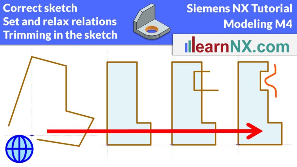Siemens NX Tutorial | Correcting sketch, set and relax relations, trimming in the sketch