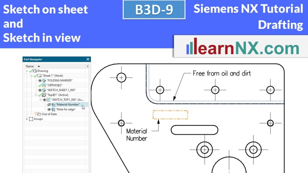 Siemens NX Tutorial | sketching in a drawing view and sketching on a drawing sheet