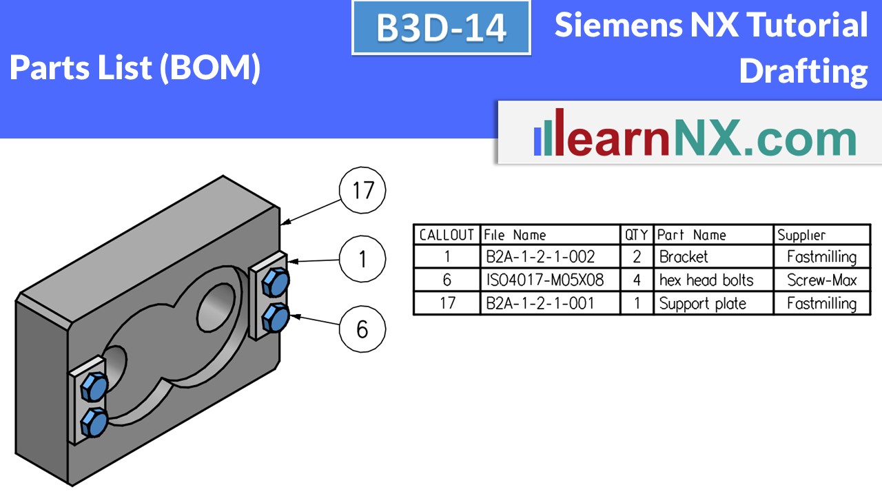 Siemens NX Tutorial | Part List, Bill of Material, BOM