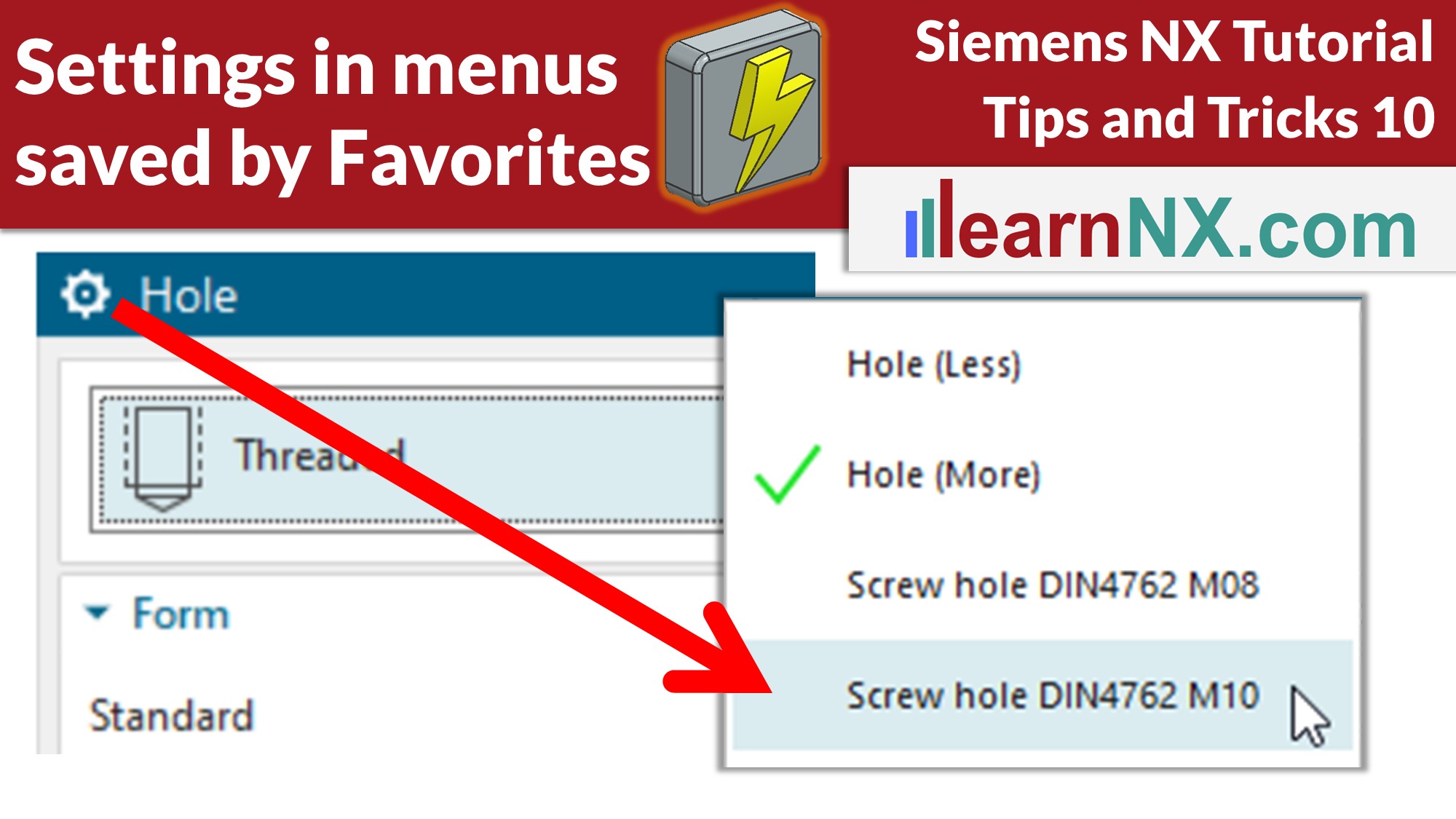 Save settings in menus with Favorites