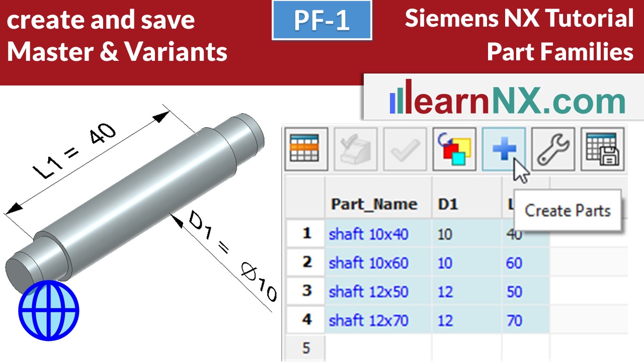 Part Families, create and save master and variants